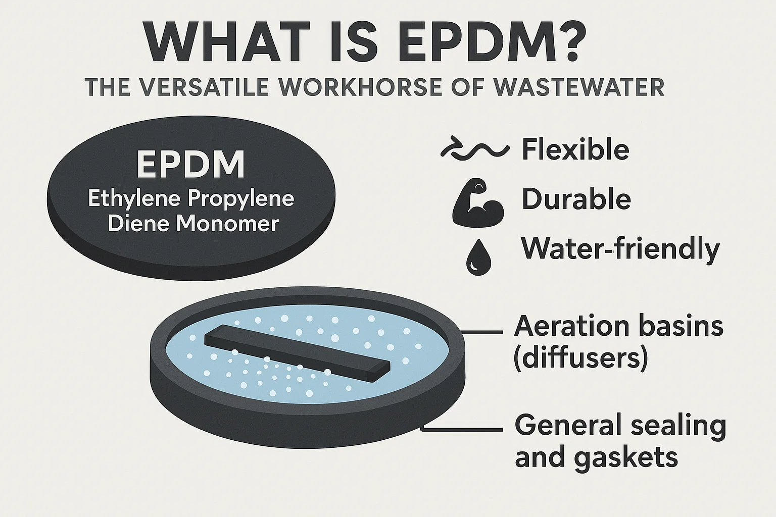 غشاهای EPDM در مقابل PTFE: یک راهنمای جامع برای تصفیه فاضلاب